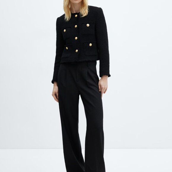 NWT Mango MNG Pocket tweed jacket in Black, Size XS, $149 - Picture 2 of 8